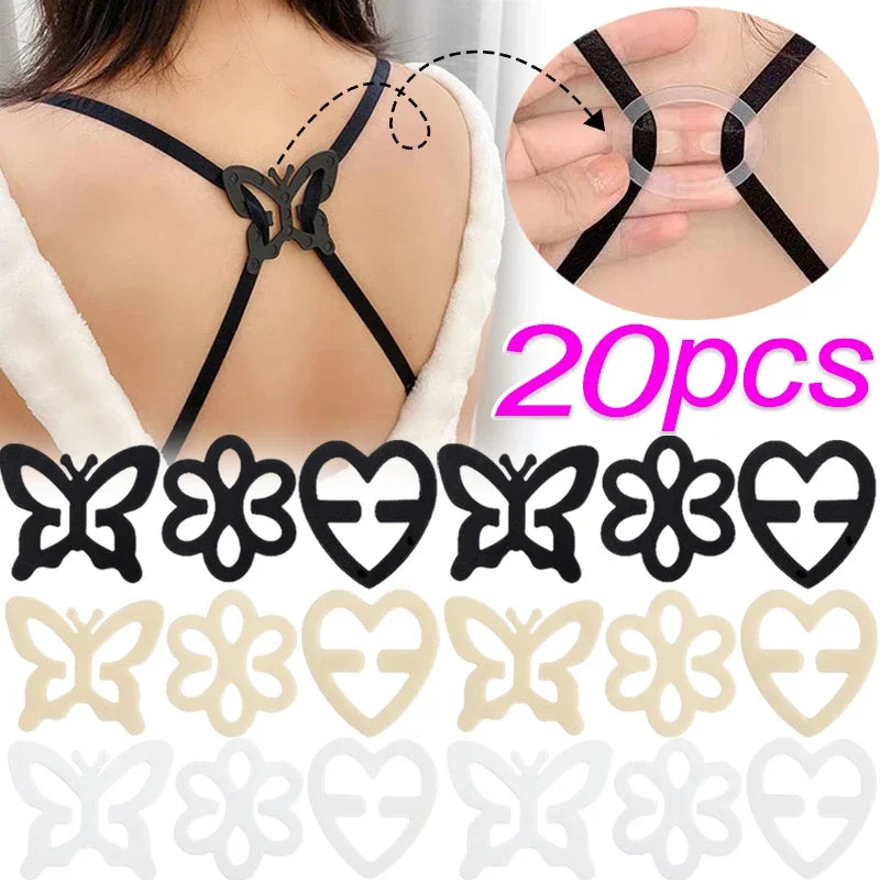 Invisible Non-Slip Bra Shoulder Strap Holders: Women's Lingerie Buckles - Adjustable Connector Cross-Slip Underwear Clips, Essential Accessories