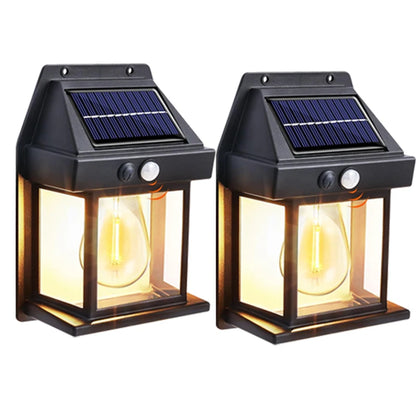 Solar Motion Sensor Wall Light - Waterproof Outdoor LED Garden Yard Lamp with 3 Lighting Modes