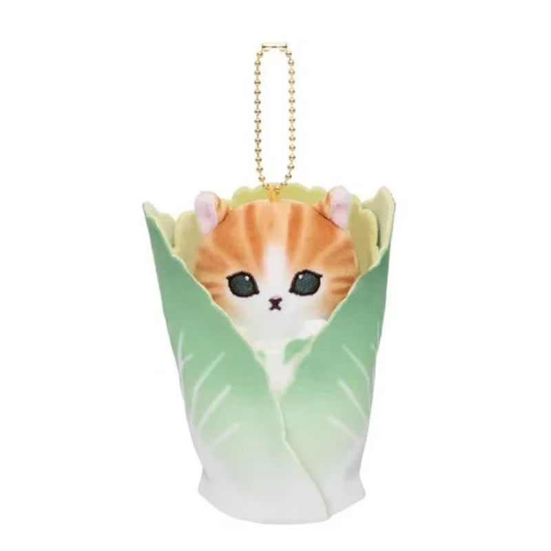 Yoyo Japanese Style Mofusand Plushie Shark Cat Keychain — Cute Fruit & Vegetable Soft Pendant Gift for Girls