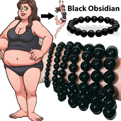 Black Obsidian Natural Stone Bracelet | Fat Relief, Blood Circulation & Anti-Anxiety Jewelry for Men & Women
