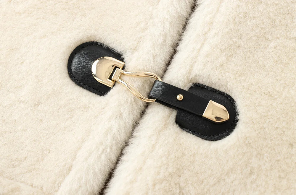TRAF Women’s Thick Warm Faux Fur Jacket – Long Sleeve Coat with Front Toggle, Chic Fashion Outerwear