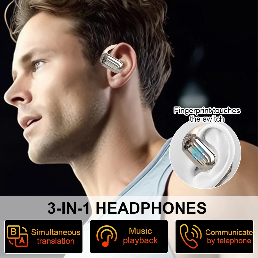 Wireless BT Translation Earbuds — Real-Time 144-Language Translator, 3-in-1 for Travel, Business & Learning