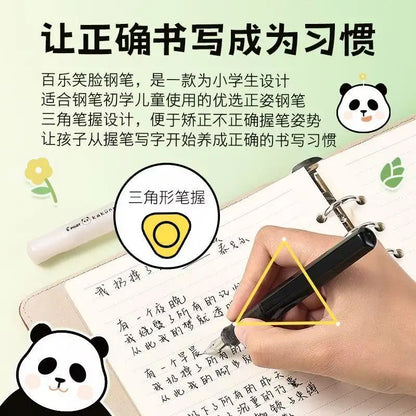 PILOT Kakuno Panda Limited Edition Smiley Fountain Pen – Fine Nib with 6 Replaceable Ink Cartridges Gift Set