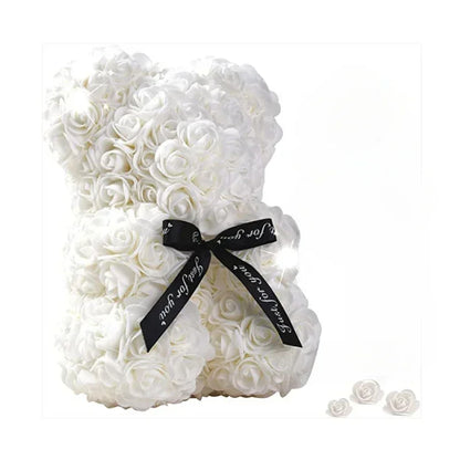 Forever Rose Teddy Bear – Artificial Flower Gift for Mom & Special Occasions