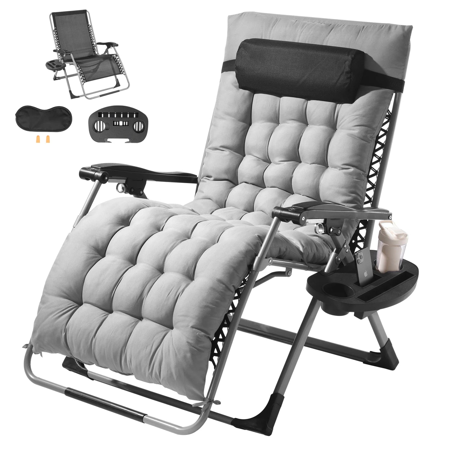 SucceBuy Zero Gravity Recliner Chair – Adjustable Anti-Gravity Lounge with Cushion, Footrest & Cup Holder