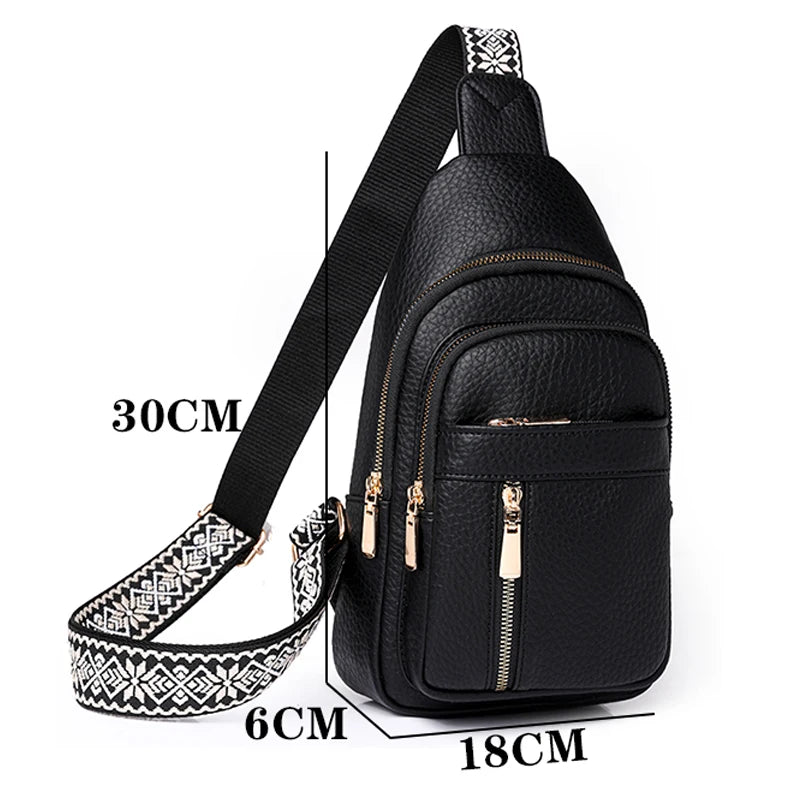 2024 New Women's PU Leather Chest Bag – Fashion Crossbody Shoulder Bag, High-Quality Casual Sac à Main