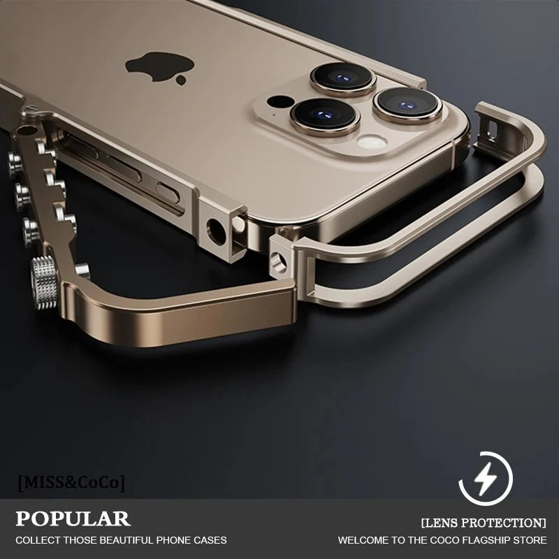 Aluminum Metal Frame iPhone Bumper Case - Luxury Alloy Protective Cover with Easy Disassembly