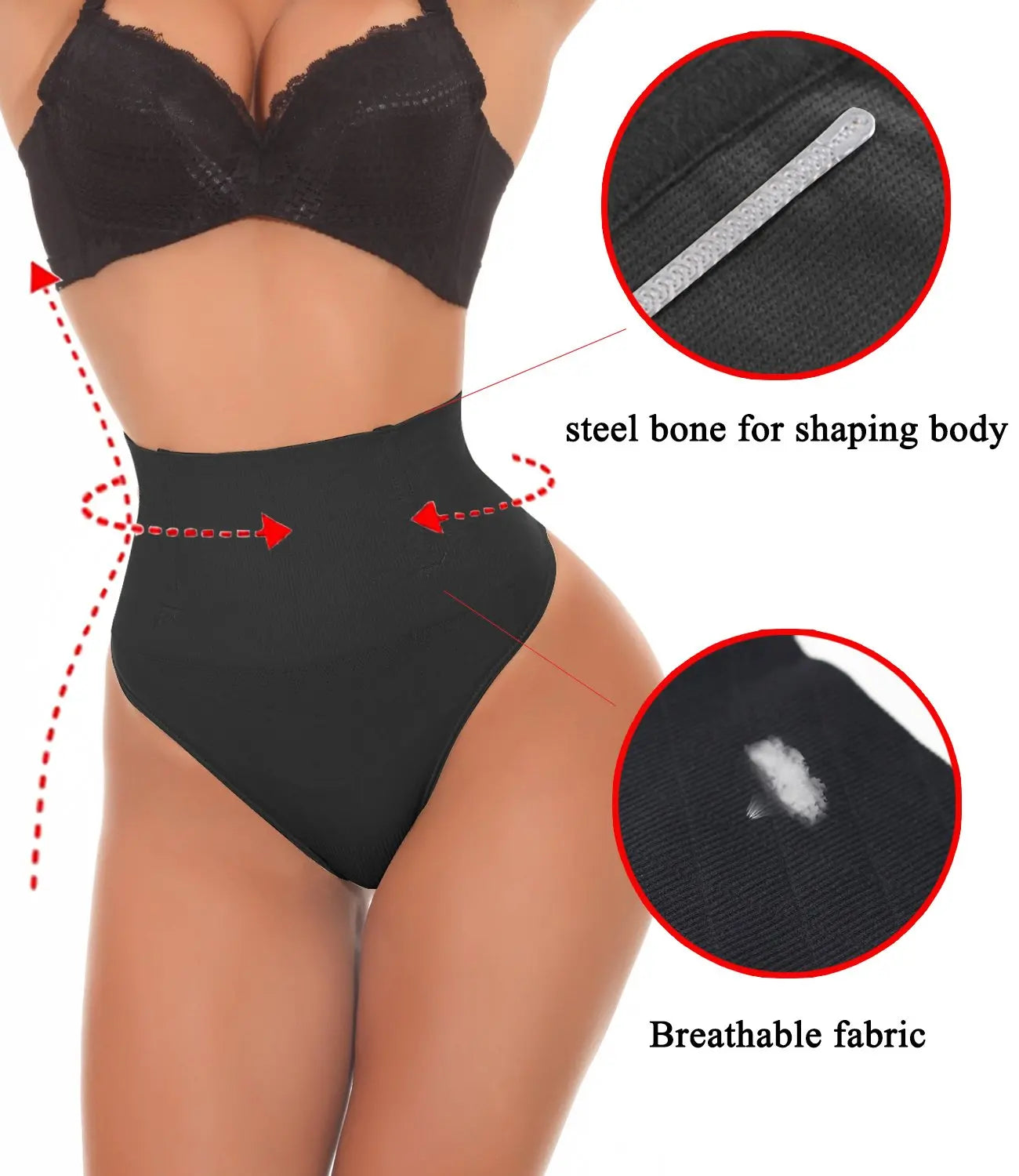 Seamless Thong Shapewear for Women - High Waist Tummy Control Panties, Slimming Underwear, Butt Lifter and Belly Waist Trainer Body Shaper