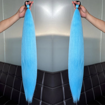 2Pcs Purple Synthetic Ponytail Extensions – Long Straight Hair Accessories with Rubber Bands for Women & Halloween