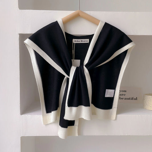 Spring & Autumn Striped Knitted Shawl – High-Grade Neck and Shoulder Scarf for Summer Office & Air-Conditioned Rooms