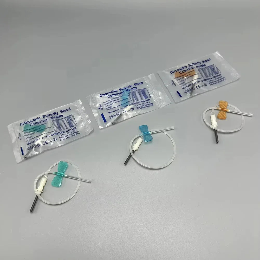 50pcs Disposable Butterfly Blood Collection Needles — Double-Wing Type for Pets, Cats & Dogs, Veterinary Blood Sampling