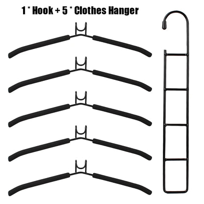 5-Layer Wall-Mounted Clothes Hanger – Detachable One-Piece Drying Rack for Indoor Space-Saving Storage