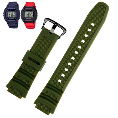 Rubber Silicone Watchband for Casio F-108WH, W-216H, W-218H, W-215, W-752, W-S200H & SGW-400/500H - Waterproof Replacement Watch Strap