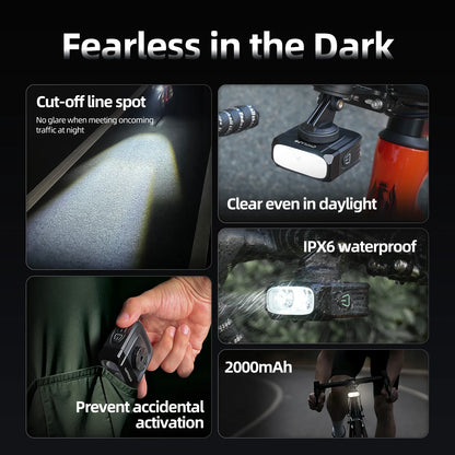 CYCLAMI CYC1100 Bike Headlight - 1100 Lumens Cut-Off Beam Bicycle Light with 2000mAh Battery for Road and MTB Cycling