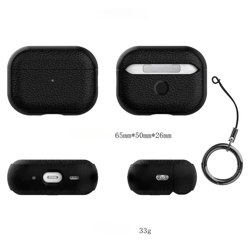 Leather Texture Case for Apple AirPods 1–4 & Pro — Protective Wireless Earphone Cover Anti-Lost