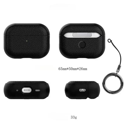 Leather Texture Case for Apple AirPods 1–4 & Pro — Protective Wireless Earphone Cover Anti-Lost