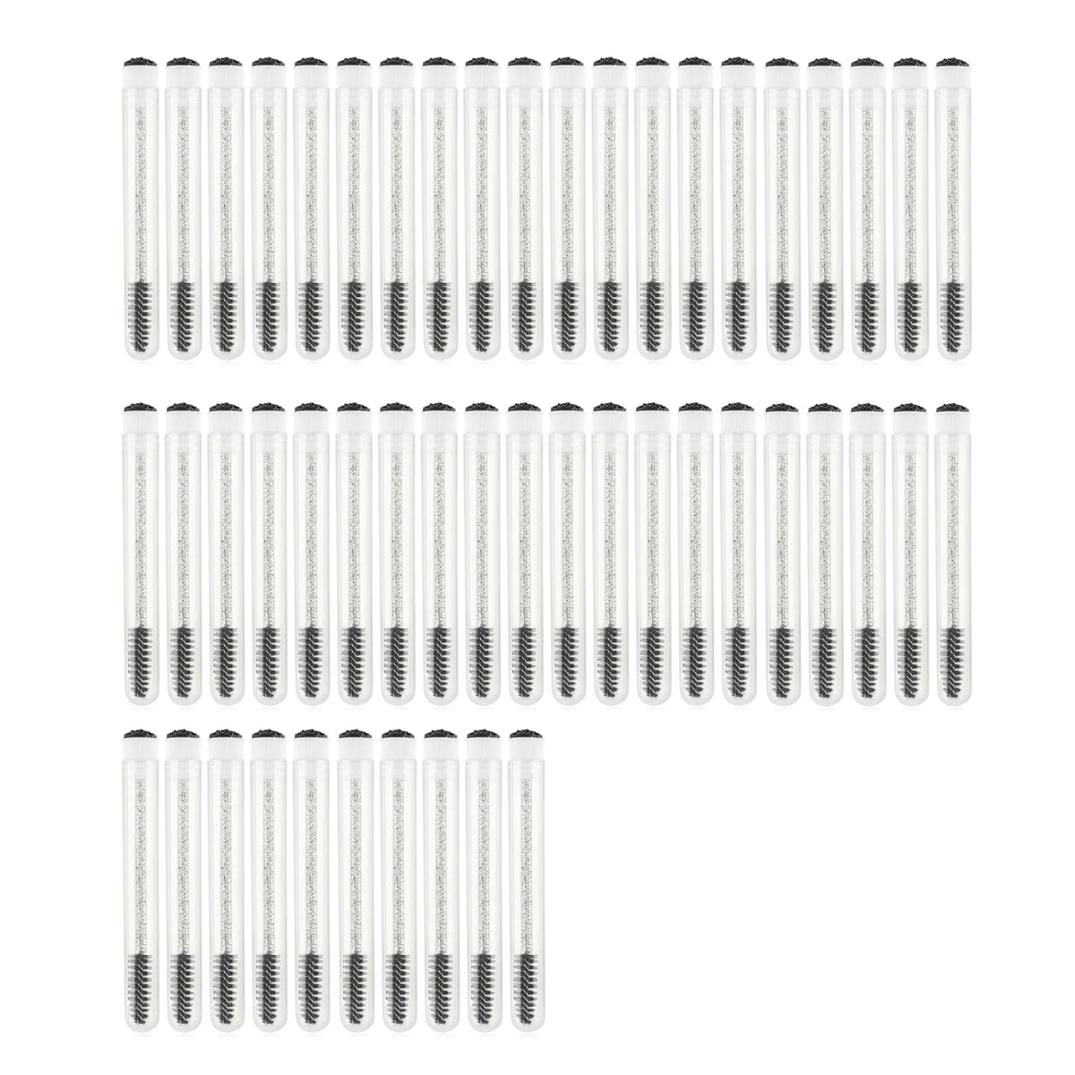 50PCS Eyelash and Eyebrow Brushes with Storage Tubes - Reusable Mascara Wands and Applicators for Lash Extensions and Makeup Care