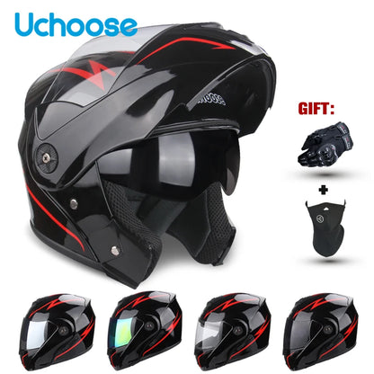 DOT Certified Uchoose Motorcycle Helmet – Double Lens Modular Flip Helmet with Visor, Unisex Safety Gear