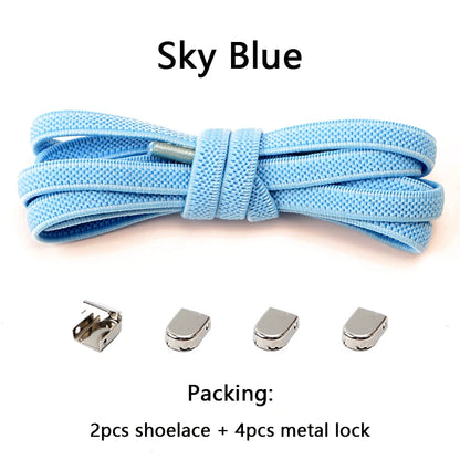 No-Tie Elastic Shoelaces – One Size Fits All Sneakers for Adults & Kids, Flat Tieless Shoestrings