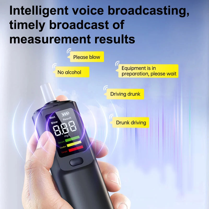 Portable Non-Contact Breathalyzer – Automatic Alcohol Tester with Voice Broadcast and LED Display for Personal Use