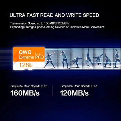 Original QWQMicro SD Card - High Speed Memory Card U3 A1 V30 Class 10 SD TF Card for Monitor Adapter