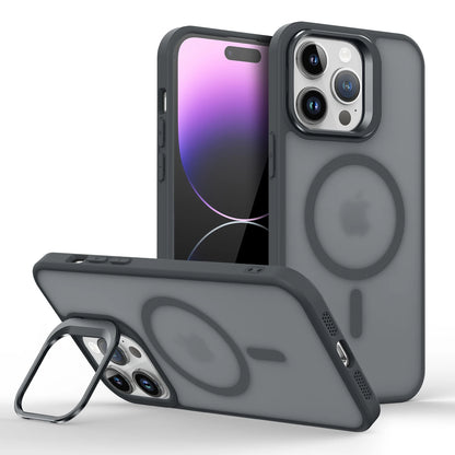 Magnetic Metal Lens Stand for iPhone 11–17 – MagSafe Compatible Matte Wireless Charging Case Holder