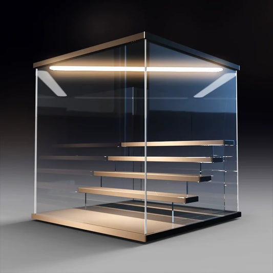 3/5 Layer Acrylic Display Case - LED Light Dustproof Organizer for Figurines Toys Blind Box Dolls Action Figures