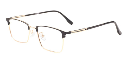 Comfortable Rectangular Men’s Business Glasses – Full Rim Browline Metal Frame for Optical Prescription Lenses