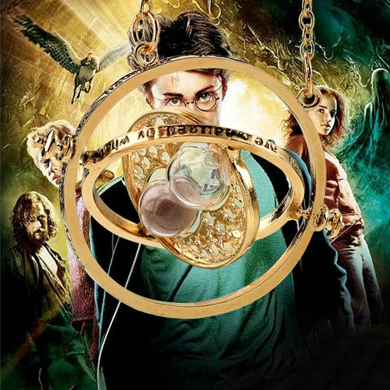 Magic Time-Turner Hourglass Necklace - Multicolor Rotating Pendant for Wizard-Inspired Fashion and Cosplay Gifts