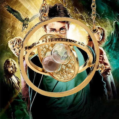 Magic Time-Turner Hourglass Necklace - Multicolor Rotating Pendant for Wizard-Inspired Fashion and Cosplay Gifts