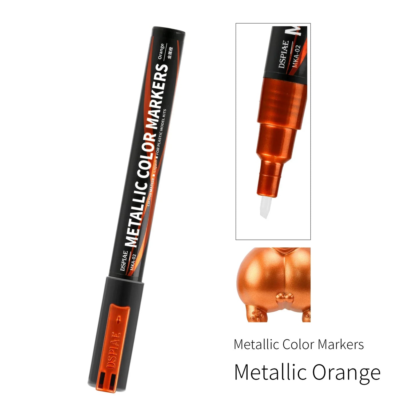 DSPIAE MKA Super Metallic Brush Marker Pens – Water-Based Eco-Friendly Paint Pens (Pink, Orange, Red, Blue, Green, Silver, Gold)