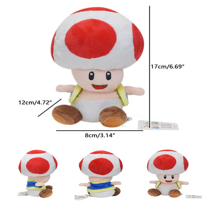 Mario Bros Plush Toys — Yellow, Blue, Red & Green Toad Toadette Stuffed Dolls | Soft Toys Birthday Gift for Kids