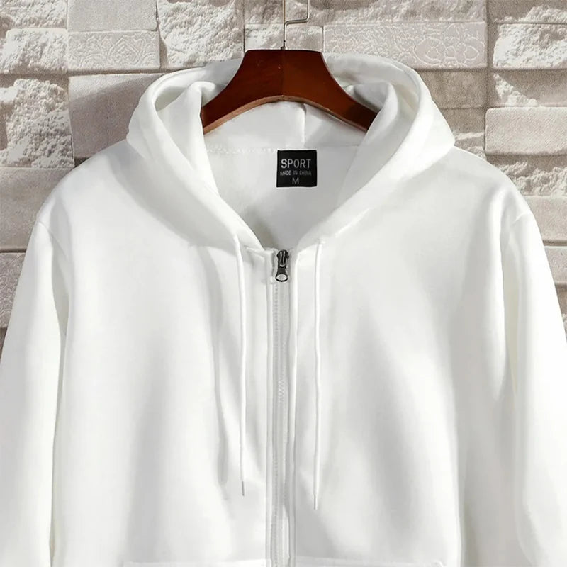 Men's Zipper Hoodie – Casual Long Sleeve Hooded Sweatshirt for Autumn & Winter – Loose Fit Sportswear Jacket