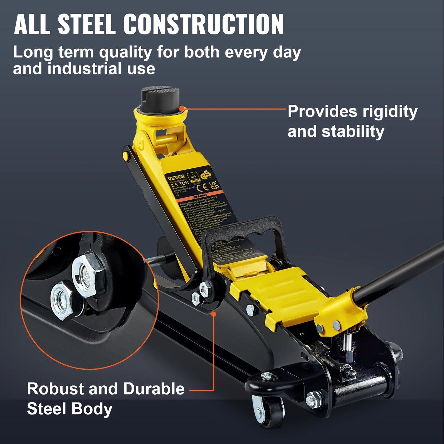 SucceBuy 2.5T Floor Hydraulic Jack – Low Profile Pneumatic Steel Floor Jack with Single Piston Lift Pump