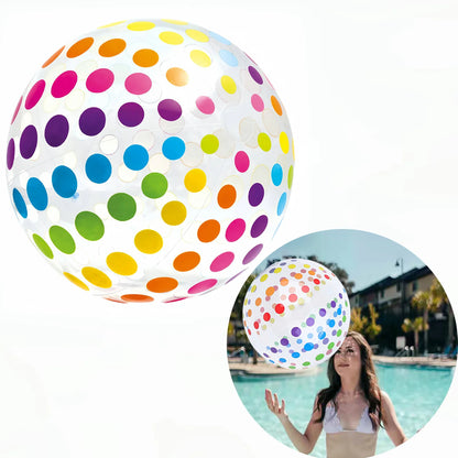 2-Pack 15.35-Inch Colorful Striped Transparent Inflatable Beach Balls — Fun Set for Beach & Pool Party Games