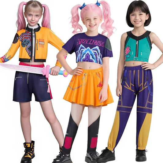 Movie K-Pop Demon Hunters Cosplay Costume – Mira, Rumi, Zoey Outfit for Girls, Halloween Party and Stage Role-Play Clothing