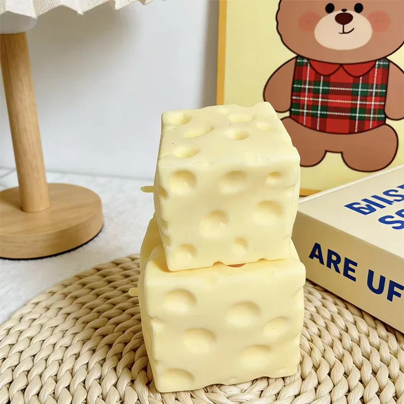 Giant Cheese Squishy Toy - Soft Slow-Rebound Stress Relief Fidget Ball