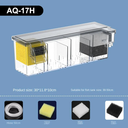 Wall-Mounted Aquarium Filter - Silent Waterfall Filter Box with Water Pump & Circulating Water Purifier