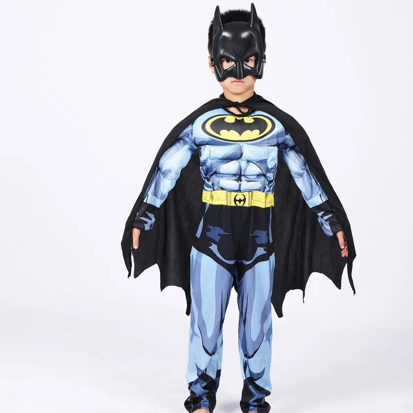 Kids Bat Superhero Costume - Black Halloween Cosplay Outfit for Boys, Masquerade & Comic Party Dress-Up