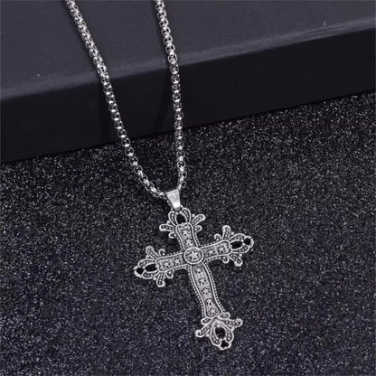 European & American Retro Gothic Cross Necklace – Unisex Hip-Hop Fashion Pendant for Men & Women, Street Style Trendsetter Jewelry Accessory