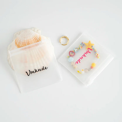 200PCS Bulk Jewelry Zipper Bags — Custom Frosted Transparent PVC Pouches for Necklaces, Earrings & Rings with Logo