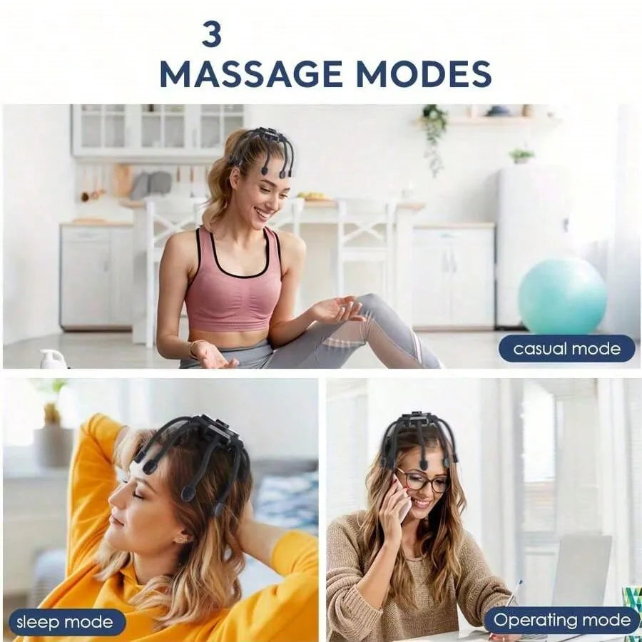 Cordless Electric Scalp Massager – 360° Head Massager with 8 Finger Tips for Deep Relaxation & Stress Relief, Holiday Gift