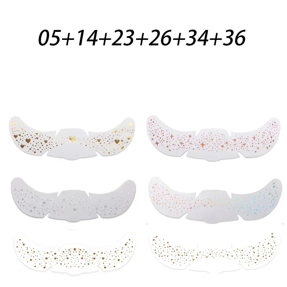 6pcs Hot Stamping Freckles Makeup Patches – Metallic Gold & Silver Temporary Tattoo Stickers for Face
