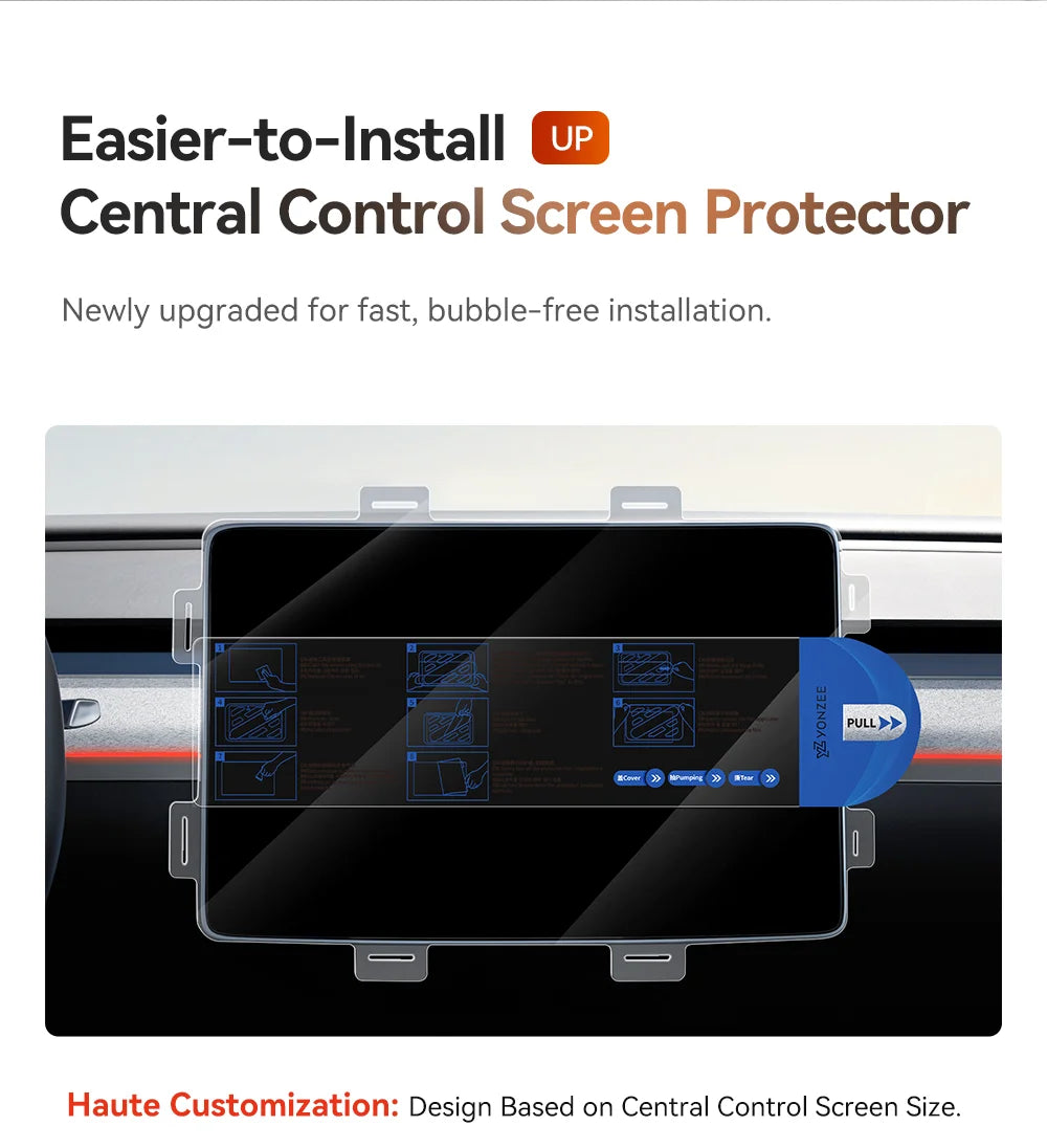 YZ Tempered Glass Screen Protector for Tesla Model 3/Y – Anti-Glare HD Center Console Film Protection Accessories