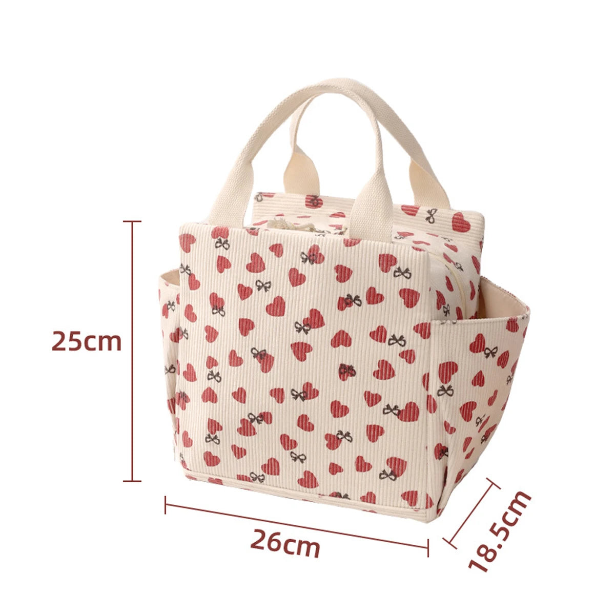 12L Insulated Lunch Box Bag — Thickened Aluminum Foil, Waterproof & Oil-Proof Printed Corduroy Meal Bag