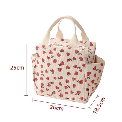 12L Insulated Lunch Box Bag — Thickened Aluminum Foil, Waterproof & Oil-Proof Printed Corduroy Meal Bag