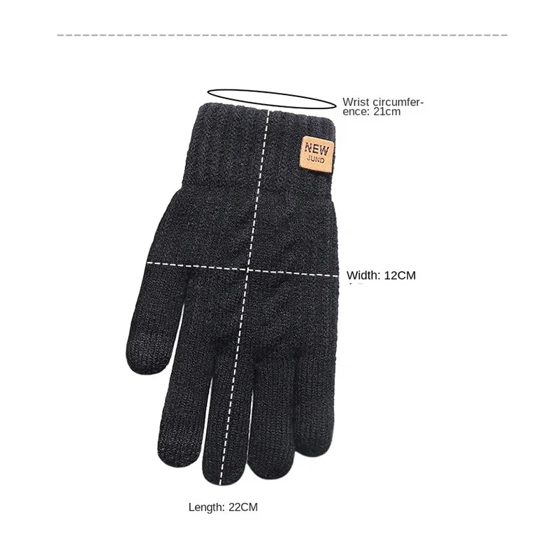 Thick Knitted Thermal Gloves - Wool Touchscreen Mittens for Men and Women, Winter Warm Driving Gloves