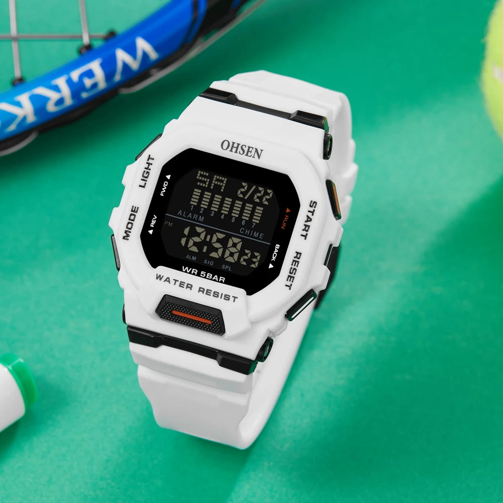 Digital Sport Watches – Fashionable Waterproof Black Military Wristwatch for Men, Electronic Hand Clock, Reloj Masculino