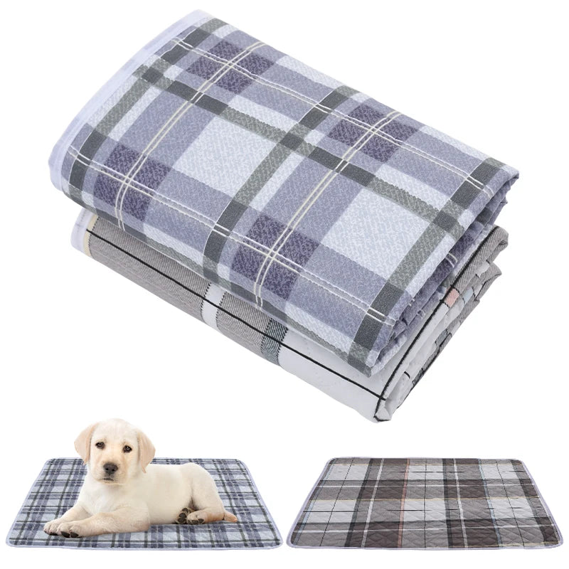 Washable Dog Pee Pad – Absorbent Reusable Plaid Pet Training Mat & Toilet Seat Cover (Home/Outdoor)