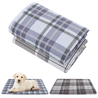 Washable Dog Pee Pad – Absorbent Reusable Plaid Pet Training Mat & Toilet Seat Cover (Home/Outdoor)